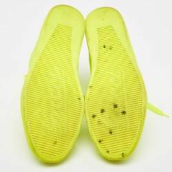 Pre Owned Gucci Neon Green Perforated Leather Lace Up High Top Sneakers Size 43