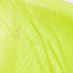 Pre Owned Gucci Neon Green Perforated Leather Lace Up High Top Sneakers Size 43