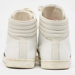 Gucci White Leather Web Detail High Top Sneakers Size 43