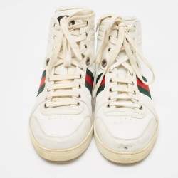 Gucci White Leather Web Detail High Top Sneakers Size 43