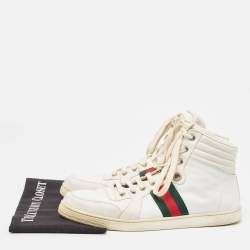 Gucci White Leather Web Detail High Top Sneakers Size 43