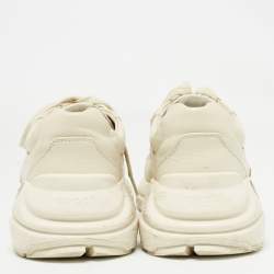 Pre Owned Gucci Cream Leather Rhyton Sneakers Size 42.5