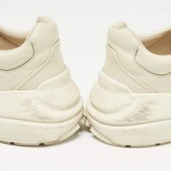 Pre Owned Gucci Cream Leather Rhyton Sneakers Size 42.5