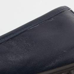 Gucci Blue Leather Web Accent Penny Slip On Loafers Size 41