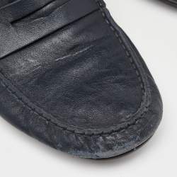 Gucci Blue Leather Web Accent Penny Slip On Loafers Size 41