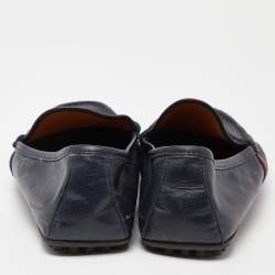 Gucci Blue Leather Web Accent Penny Slip On Loafers Size 41