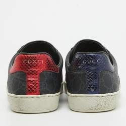 Gucci Two Tone GG Supreme Canvas Ace Sneakers Size 43