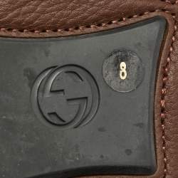 Gucci Brown Leather Horsebit Slip On Loafers Size 42
