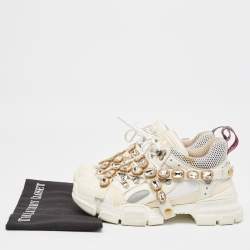 Gucci Cream Mesh and Leather Flashtrek Sneakers Size 39.5