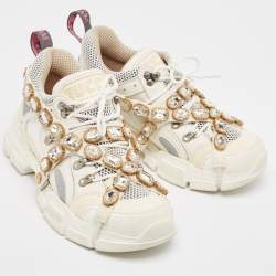 Gucci Cream Mesh and Leather Flashtrek Sneakers Size 39.5