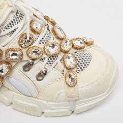 Gucci Cream Mesh and Leather Flashtrek Sneakers Size 39.5