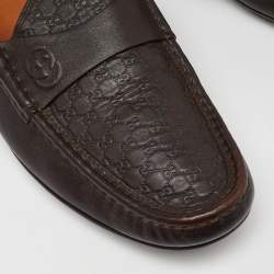 Gucci Brown Guccissima Leather Slip On Loafers Size 42