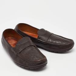 Gucci Brown Guccissima Leather Slip On Loafers Size 42