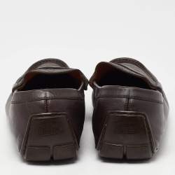Gucci Brown Guccissima Leather Slip On Loafers Size 42