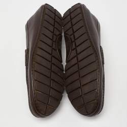Gucci Brown Guccissima Leather Slip On Loafers Size 42