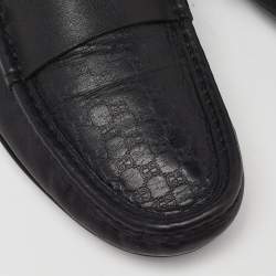 Gucci Black Guccissima Leather Slip On Loafers Size 41