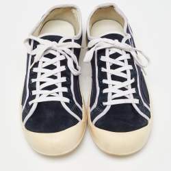 Gucci Navy Blue Canvas and Suede Signature Crest Sneakers Size 42