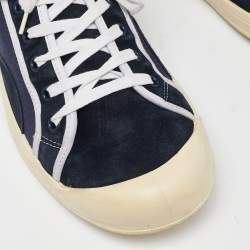 Gucci Navy Blue Canvas and Suede Signature Crest Sneakers Size 42