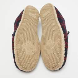 Gucci Navy Blue/Red GG Wool Fria Espadrille Flats Size 41