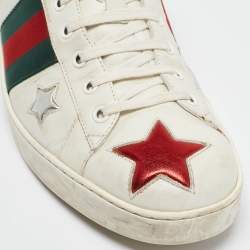 Gucci White Leather Star Ace Low Top Sneakers Size 45