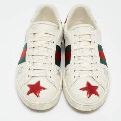 Gucci White Leather Star Ace Low Top Sneakers Size 45