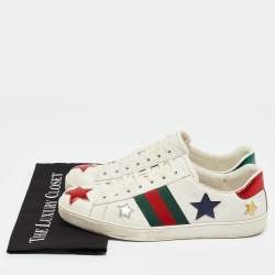 Gucci White Leather Star Ace Low Top Sneakers Size 45