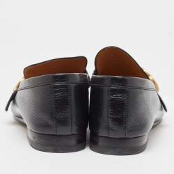 Gucci Black Leather GG Web Loafers Size 40.5