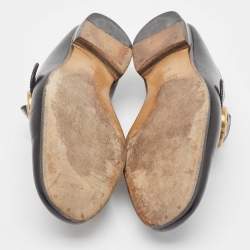 Gucci Black Leather GG Web Loafers Size 40.5