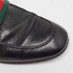 Gucci Black Leather GG Web Loafers Size 40.5