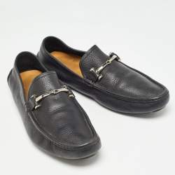 Gucci Black Leather Slip On loafers Size 44