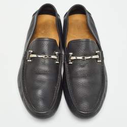 Gucci Black Leather Slip On loafers Size 44