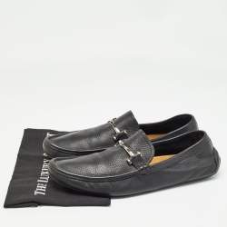 Gucci Black Leather Slip On loafers Size 44