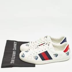 Gucci White Leather Wolf Print Ace Sneakers Size 41.5