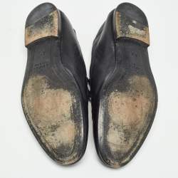 مملوكة مسبقًا Gucci Black Leather Snake Applique Brixton Loafers Size 40.5
