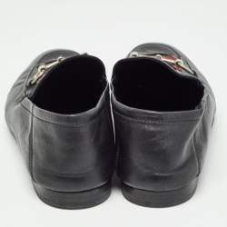 مملوكة مسبقًا Gucci Black Leather Snake Applique Brixton Loafers Size 40.5