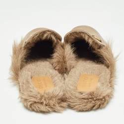 Gucci Brown Leather And Fur Princetown Mules Size 46