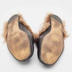 Gucci Black Leather Princetown GG Web Mules Size 43