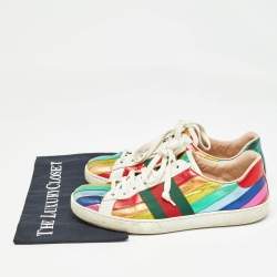 Gucci Multicolor Leather Ace Web Low Top Sneakers Size 41