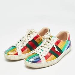 Gucci Multicolor Leather Ace Web Low Top Sneakers Size 41