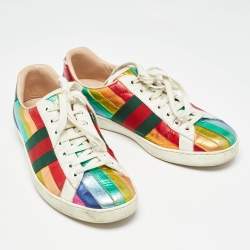 Gucci Multicolor Leather Ace Web Low Top Sneakers Size 41