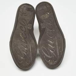 Pre Owned Gucci Beige/Brown GG Supreme Canvas and Leather High Top Sneakers Size 42