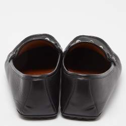 Gucci Black Leather Web Horsebit Slip On Loafers Size 42