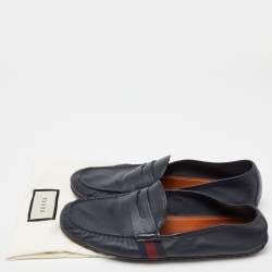 Gucci Blue Leather Penny Slip On Loafers Size 42