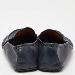 Gucci Blue Leather Penny Slip On Loafers Size 42