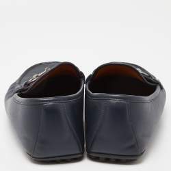 Gucci Blue Leather Web Horsebit Slip On Loafers Size 42