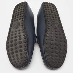 Gucci Blue Leather Web Horsebit Slip On Loafers Size 42