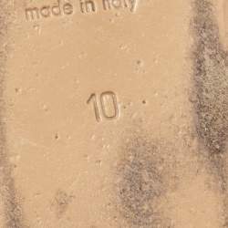 Pre Owned Gucci Beige Leather and Fur Princetown Flat Mules Size 44