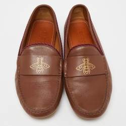 Gucci Brown Leather Slip On Loafers Size 41