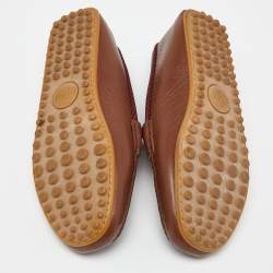 Gucci Brown Leather Slip On Loafers Size 41