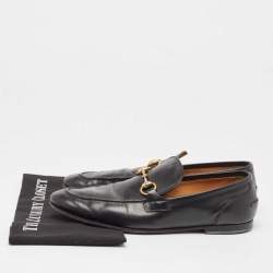 Gucci Black Leather Jordan Horsebit Loafers Size 40.5